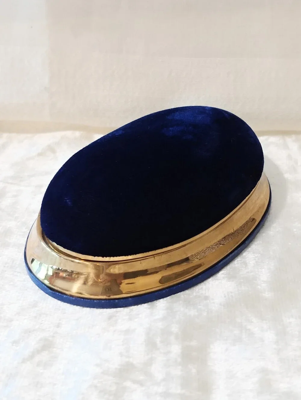 Waltham Blue Velvet Lined Gold Tone Jewelry Watch Presentation Box Case